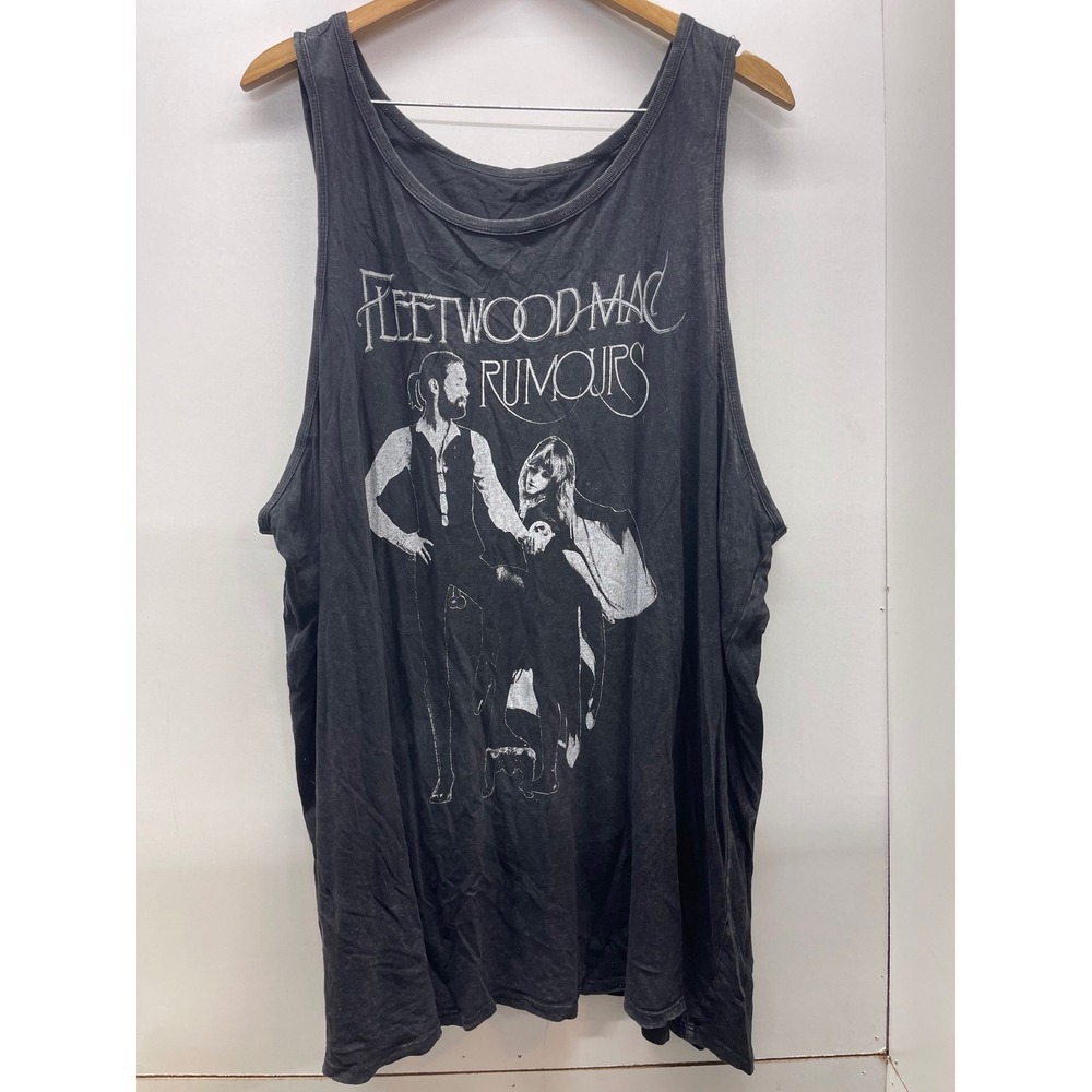 Fleetwood Mac Rumours Graphic Tank Top Washed Black Rock Band Tee Sleeveless 3X - Picture 1 of 3